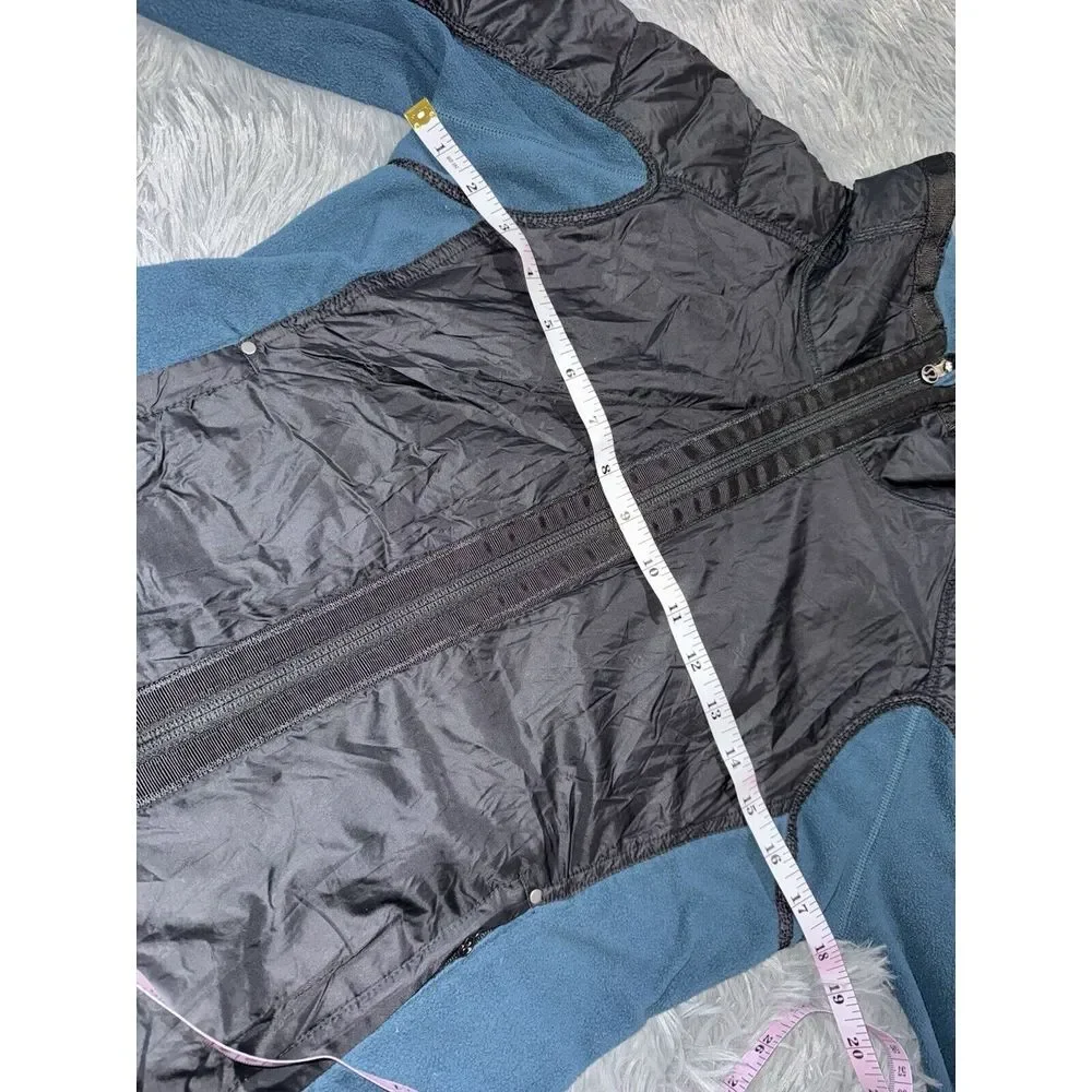 Lululemon 8 Run Bundle Up Down‎ Insulated Fleece Jacket Women Black Teal Coat